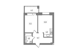 2-к квартира, вторичка, 45м2, 3/6 этаж