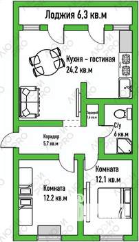 3-к квартира, вторичка, 60м2, 3/5 этаж