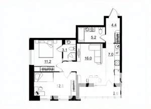 3-к квартира, строящийся дом, 62м2, 9/11 этаж