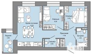 3-к квартира, вторичка, 54м2, 6/7 этаж