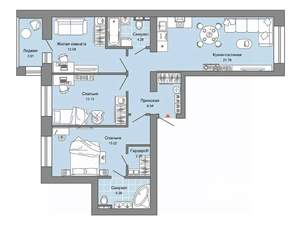 3-к квартира, строящийся дом, 85м2, 4/6 этаж