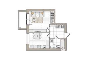 1-к квартира, вторичка, 41м2, 2/6 этаж