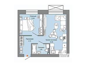 1-к квартира, вторичка, 41м2, 4/4 этаж