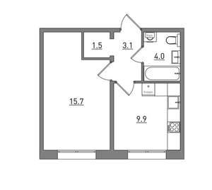 1-к квартира, вторичка, 34м2, 9/16 этаж