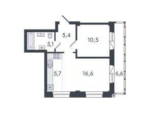 2-к квартира, вторичка, 50м2, 12/16 этаж