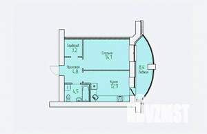1-к квартира, строящийся дом, 44м2, 10/14 этаж