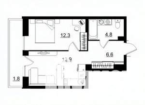 1-к квартира, вторичка, 39м2, 5/11 этаж
