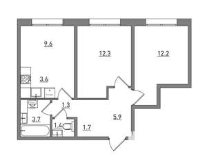 3-к квартира, вторичка, 52м2, 1/16 этаж