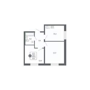 2-к квартира, вторичка, 48м2, 2/17 этаж