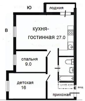 3-к квартира, сданный дом, 67м2, 15/16 этаж