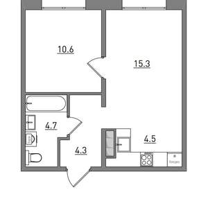 2-к квартира, вторичка, 39м2, 6/16 этаж