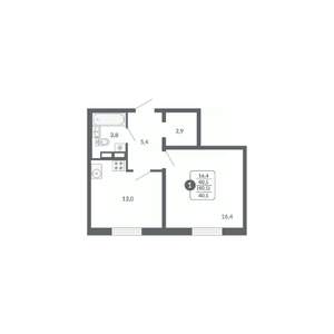 1-к квартира, вторичка, 41м2, 16/17 этаж