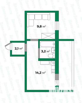 1-к квартира, вторичка, 30м2, 15/18 этаж