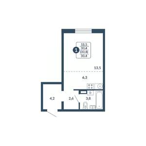 Студия квартира, вторичка, 30м2, 14/17 этаж