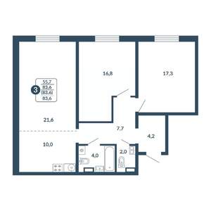 3-к квартира, вторичка, 84м2, 4/17 этаж