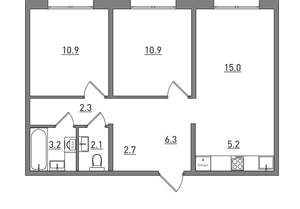 3-к квартира, вторичка, 60м2, 2/16 этаж