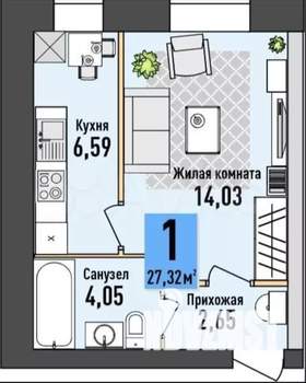 1-к квартира, вторичка, 28м2, 3/4 этаж