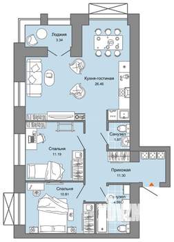 3-к квартира, вторичка, 68м2, 7/9 этаж