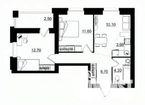 3-к квартира, строящийся дом, 54м2, 5/10 этаж