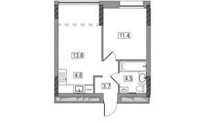 2-к квартира, вторичка, 38м2, 3/17 этаж