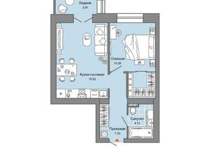 1-к квартира, вторичка, 46м2, 8/8 этаж