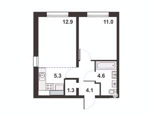 2-к квартира, вторичка, 39м2, 15/16 этаж