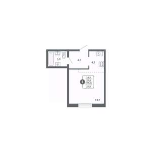 1-к квартира, вторичка, 28м2, 9/17 этаж