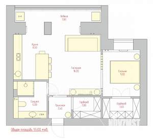 2-к квартира, вторичка, 55м2, 10/10 этаж