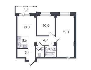 3-к квартира, вторичка, 67м2, 2/16 этаж