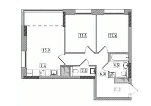 3-к квартира, вторичка, 65м2, 16/17 этаж