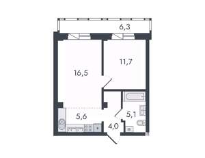 2-к квартира, вторичка, 49м2, 14/16 этаж