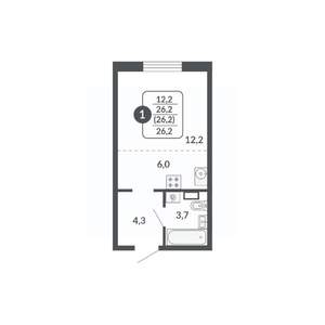 1-к квартира, вторичка, 26м2, 17/17 этаж
