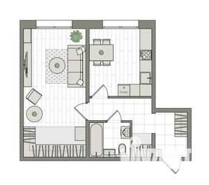 1-к квартира, вторичка, 43м2, 1/16 этаж