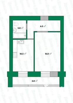 1-к квартира, вторичка, 38м2, 5/10 этаж