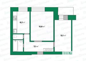 2-к квартира, вторичка, 48м2, 1/9 этаж