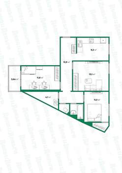 3-к квартира, вторичка, 66м2, 9/10 этаж