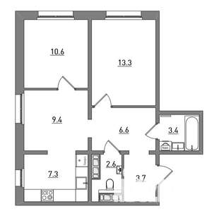 3-к квартира, вторичка, 57м2, 11/17 этаж