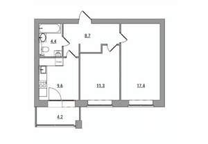 2-к квартира, вторичка, 56м2, 3/6 этаж