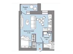 Студия квартира, строящийся дом, 31м2, 4/6 этаж