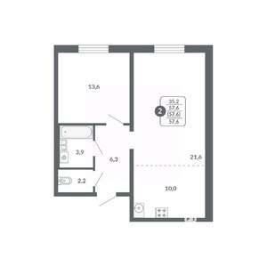 2-к квартира, вторичка, 58м2, 9/17 этаж