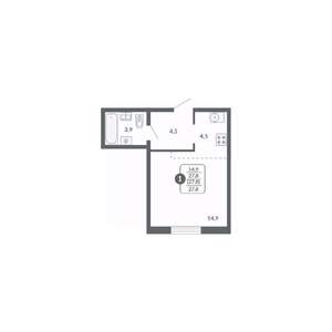 1-к квартира, вторичка, 28м2, 16/17 этаж