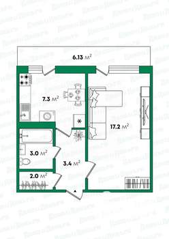 1-к квартира, вторичка, 33м2, 3/5 этаж
