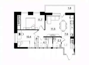 3-к квартира, строящийся дом, 55м2, 9/11 этаж