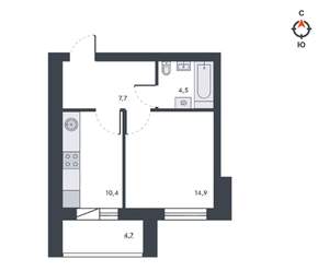 1-к квартира, вторичка, 42м2, 9/12 этаж