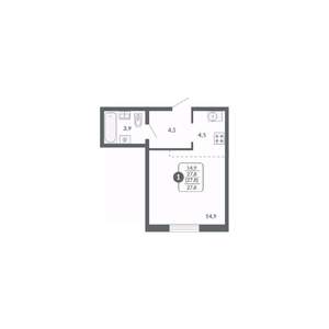 1-к квартира, вторичка, 28м2, 2/17 этаж