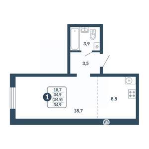 Студия квартира, вторичка, 35м2, 2/17 этаж