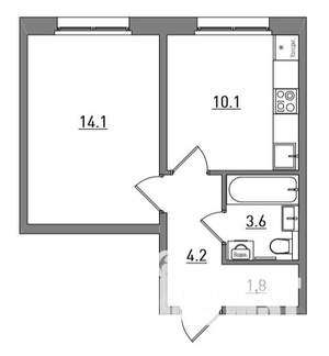 1-к квартира, вторичка, 34м2, 2/17 этаж
