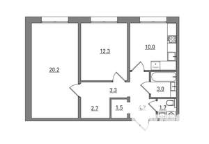 2-к квартира, вторичка, 59м2, 1/16 этаж