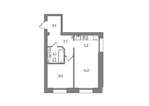 2-к квартира, вторичка, 43м2, 1/6 этаж