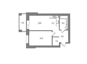 2-к квартира, вторичка, 52м2, 6/6 этаж